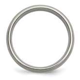 Titanium and Sterling Silver Inlay Unisex Grooved Wedding Band